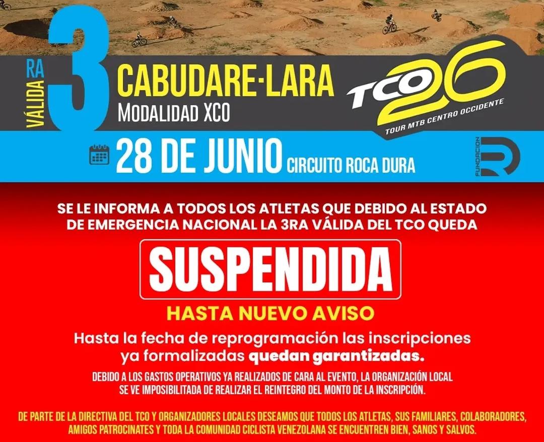 Suspendidos el TCO, el Campoenato Nacional y la Vuelta a Venezuela
